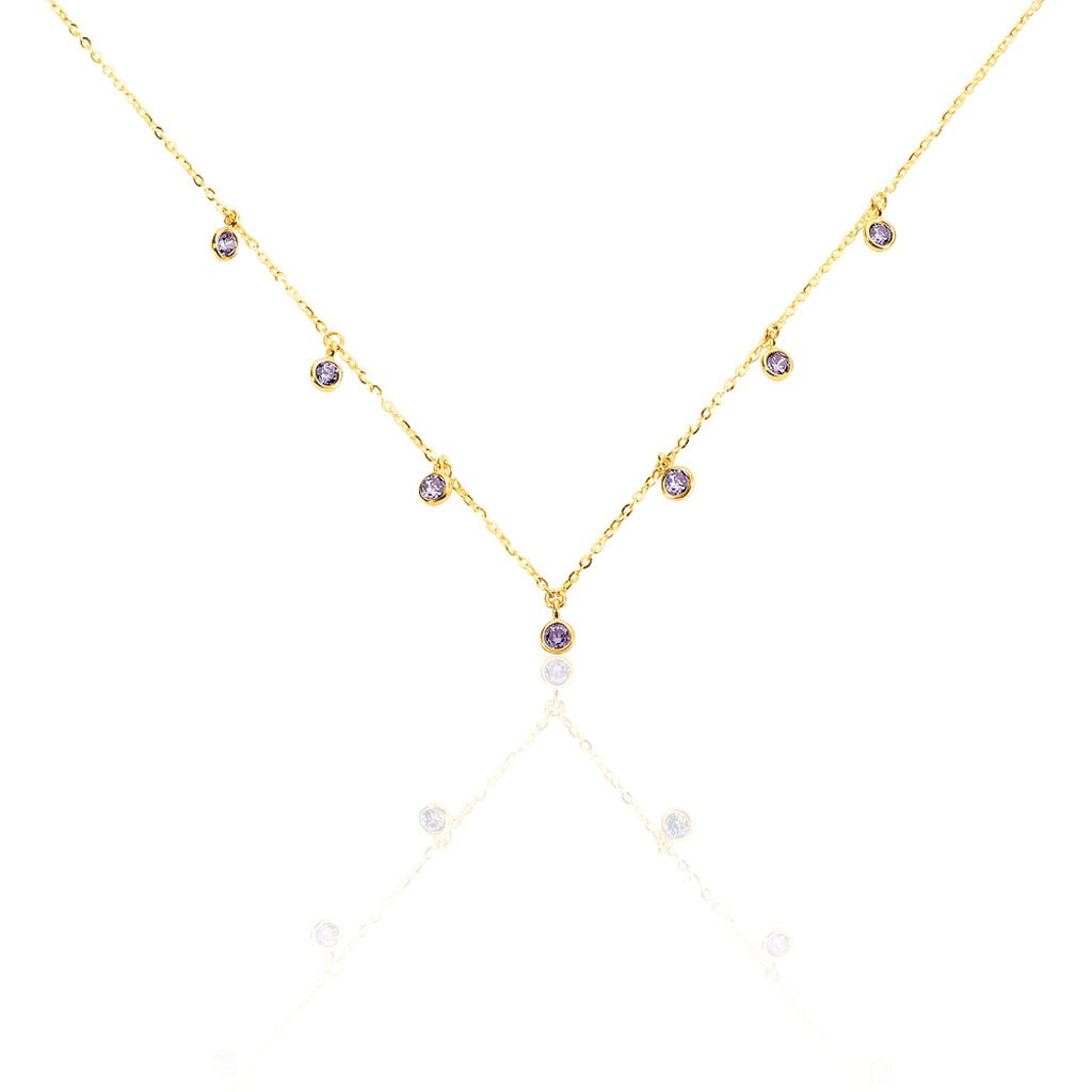 🦚 Damen Collier Gold 375 Zirkonia Violett Kreis Talila 1, Collier mit Stein