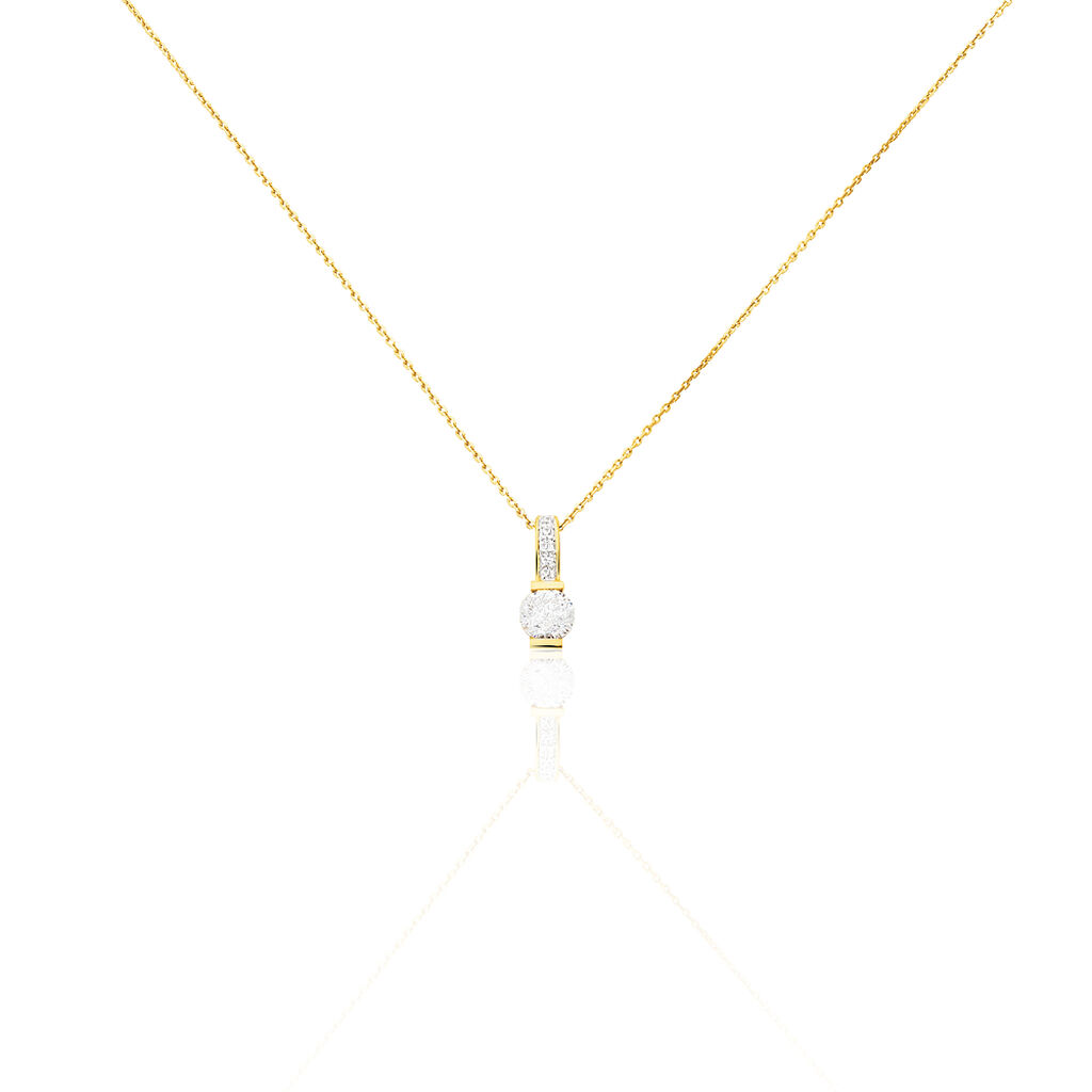 🦚 Damen Collier Gold 375 Zirkonia Barren Zinna 2, Collier mit Stein