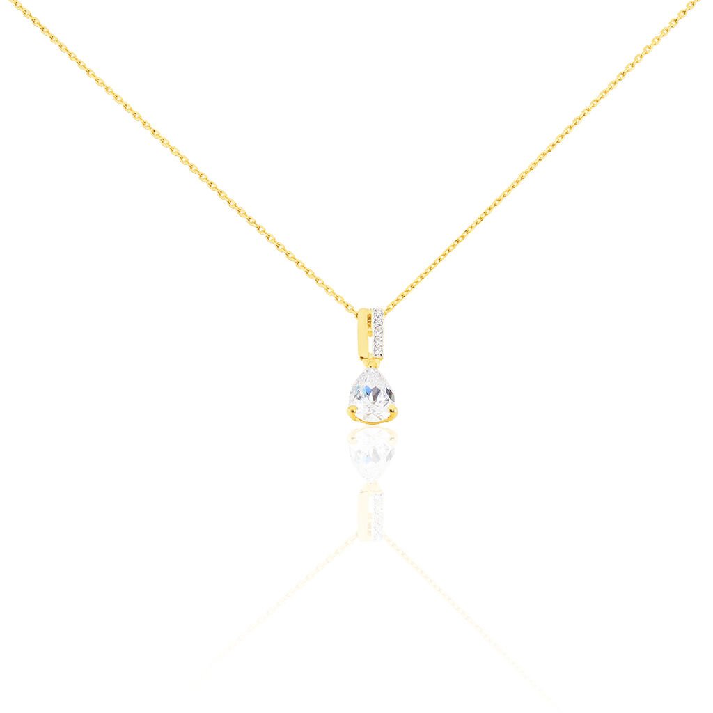 🦚 Damen Halskette Gold 375 Zirkonia, Collier mit Stein