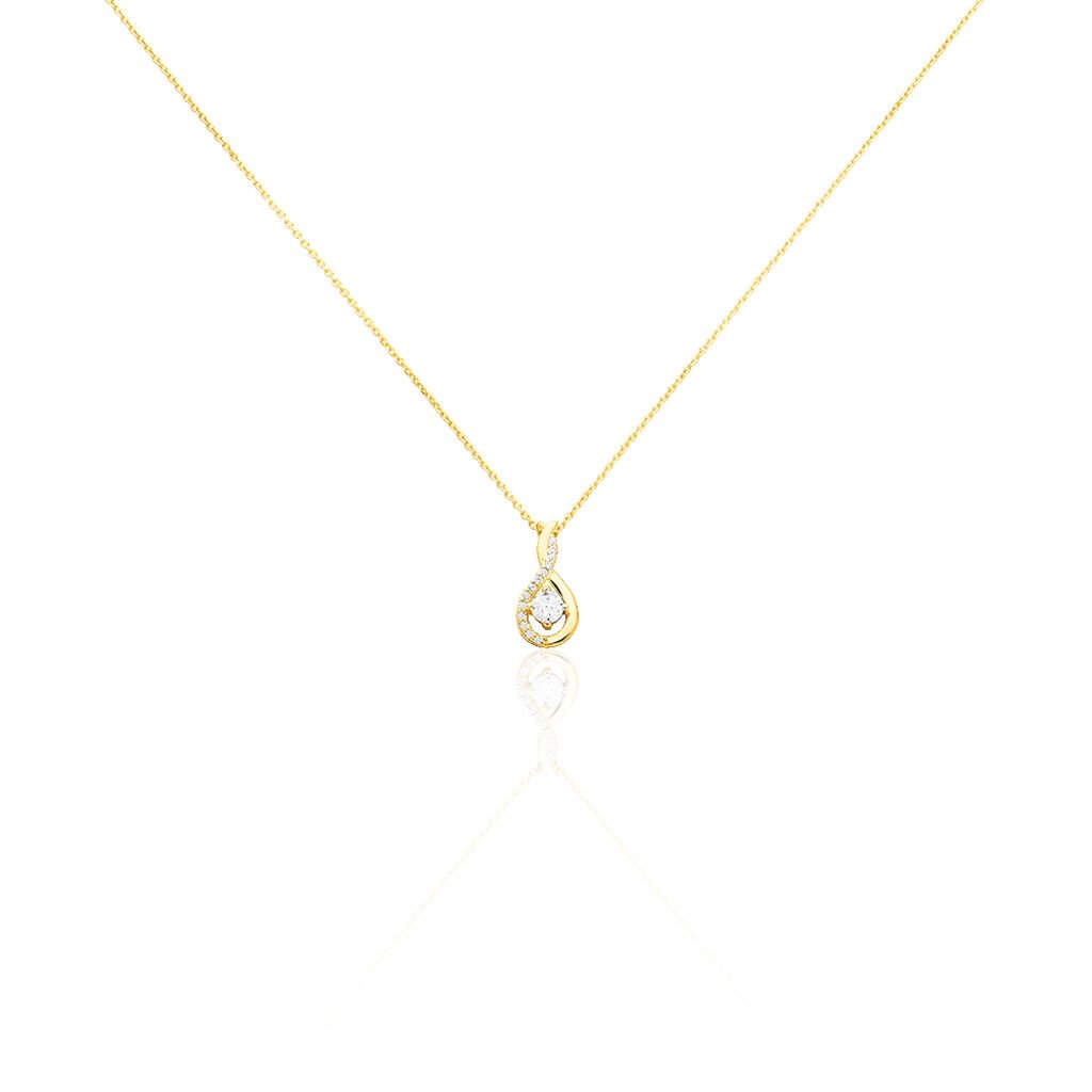 🦚 Damen Collier Gold 375 Zirkonia Tropfen Evana, Collier mit Stein