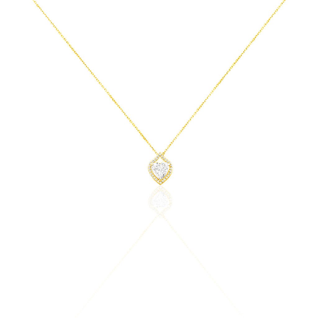 🦚 Damen Collier Gold 375 Zirkonia Herz Herz, Collier mit Stein