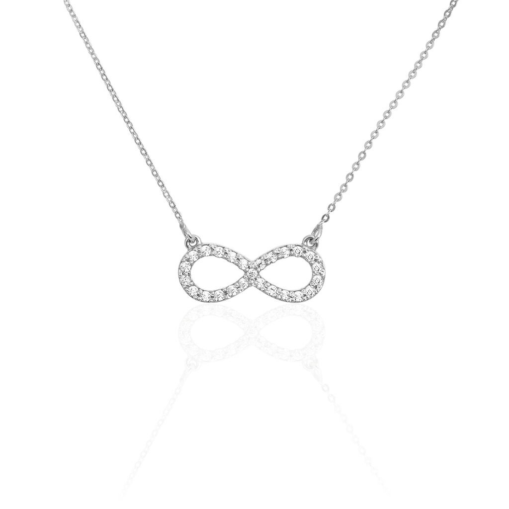 🦚 Damen Collier Weißgold 375 Zirkonia Unendlichkeit Klothilda, Collier mit Stein