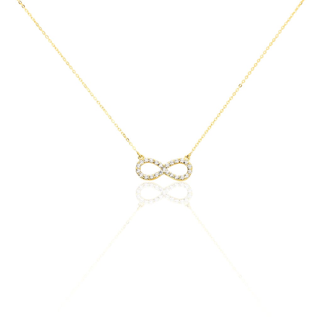 🦚 Damen Collier Gold 375 Zirkonia Unendlichkeit Klothilda, Collier mit Stein