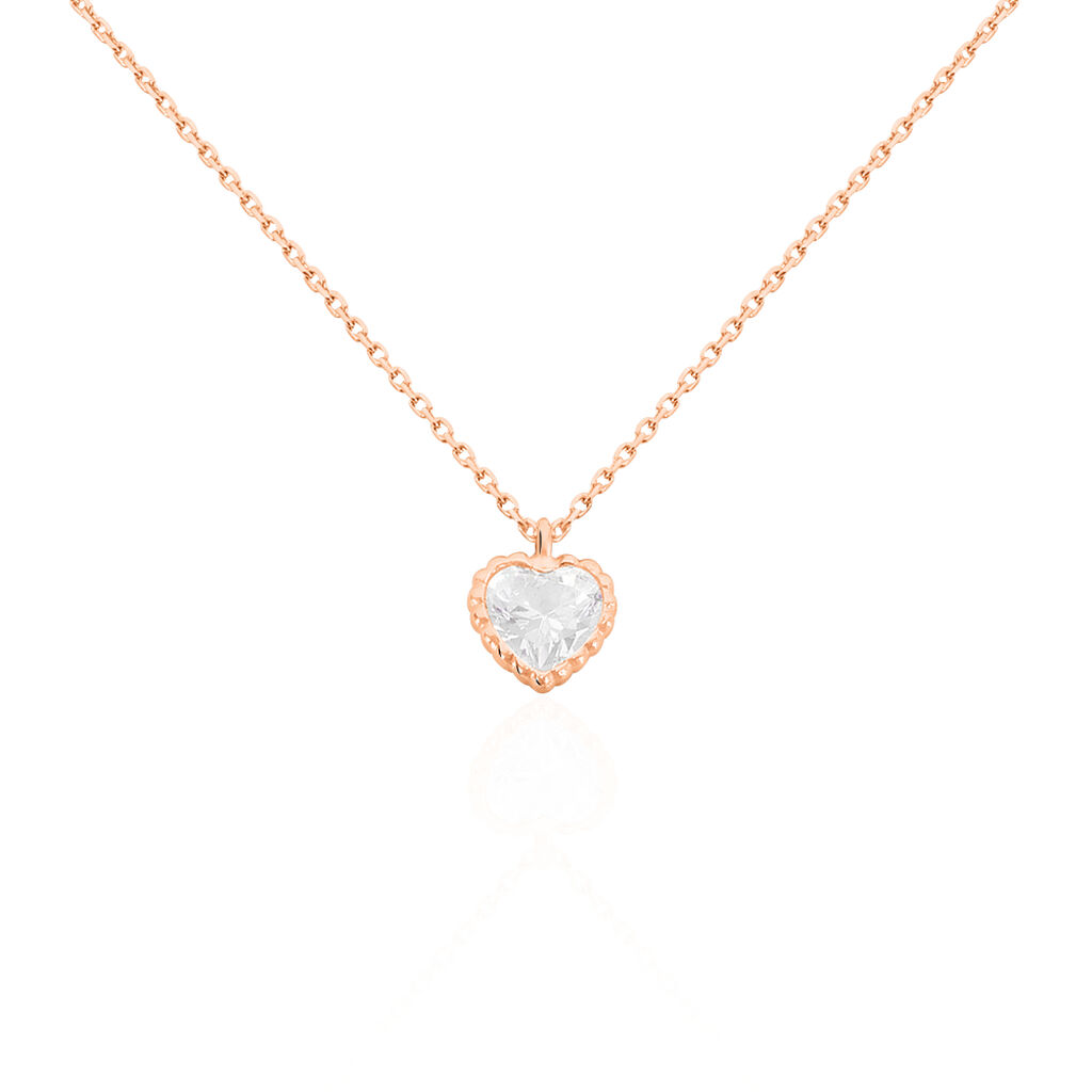 🦚 Damen Collier Rosegold 375 Zirkonia Herz Dotti, Collier mit Stein