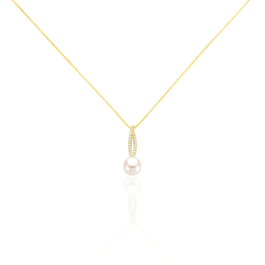 🦚 Damen Collier Gold 375 Zirkonia Mandel Tesnimae, Collier mit Stein