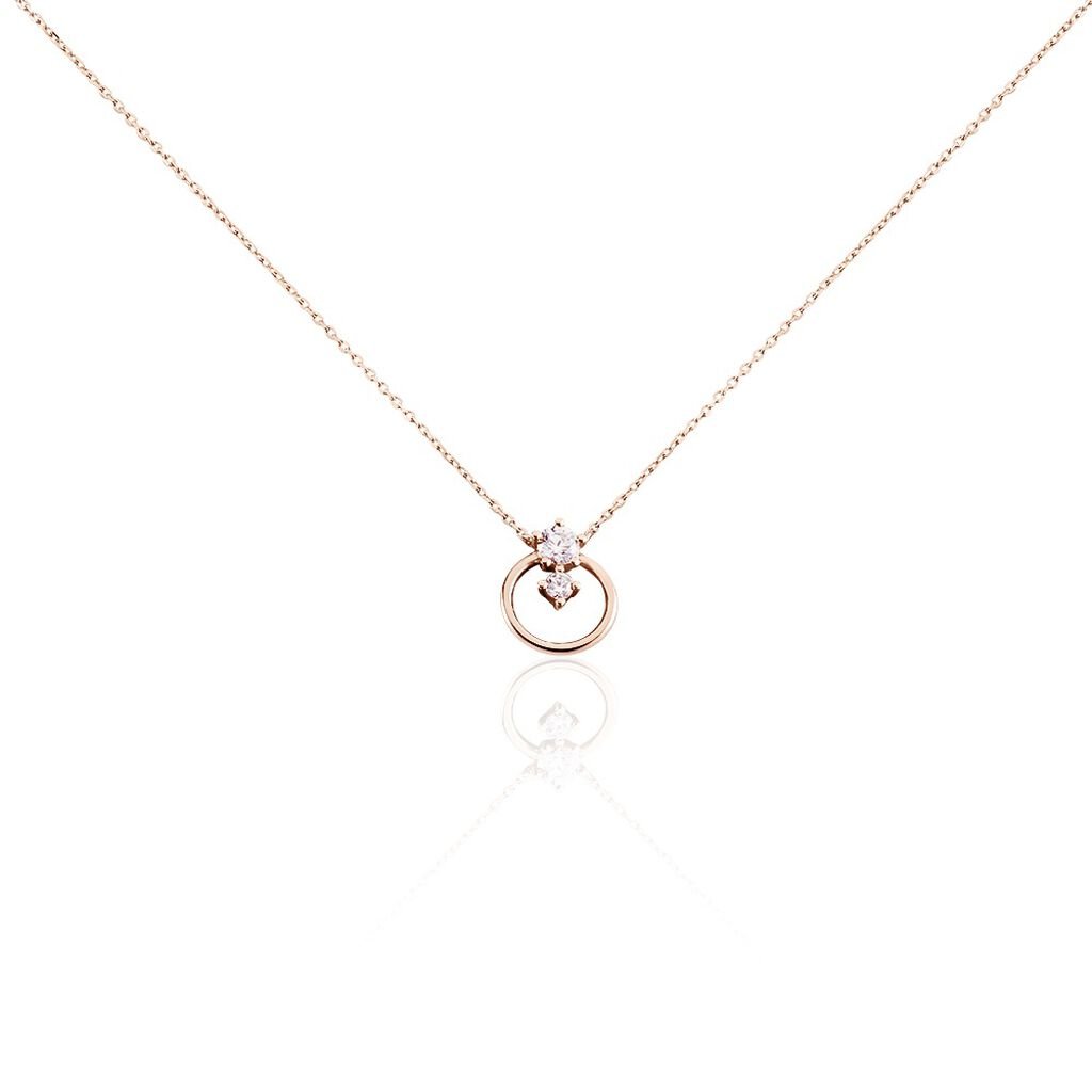 🦚 Damen Halskette Rotgold 375 Zirkonia, Collier mit Stein