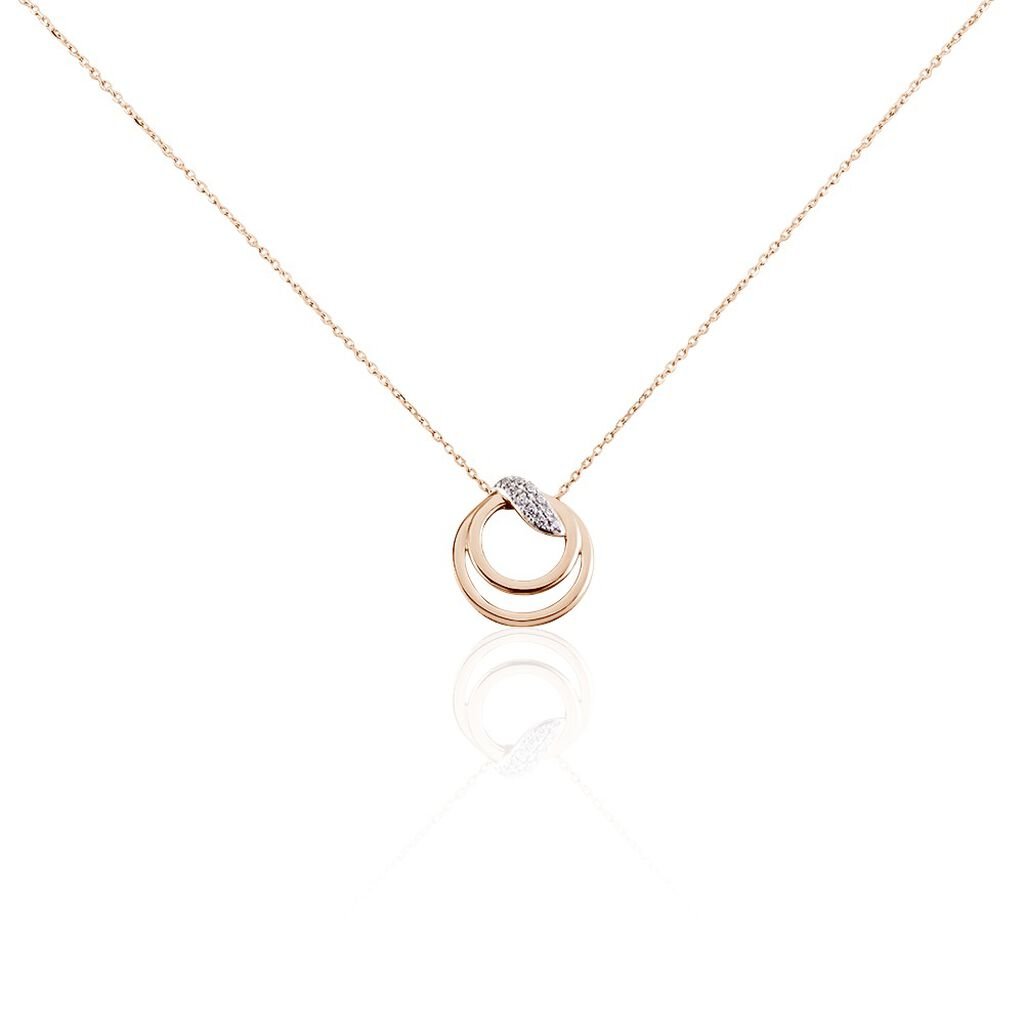 🦚 Damen Halskette Rotgold 375 Zirkonia, Collier mit Stein