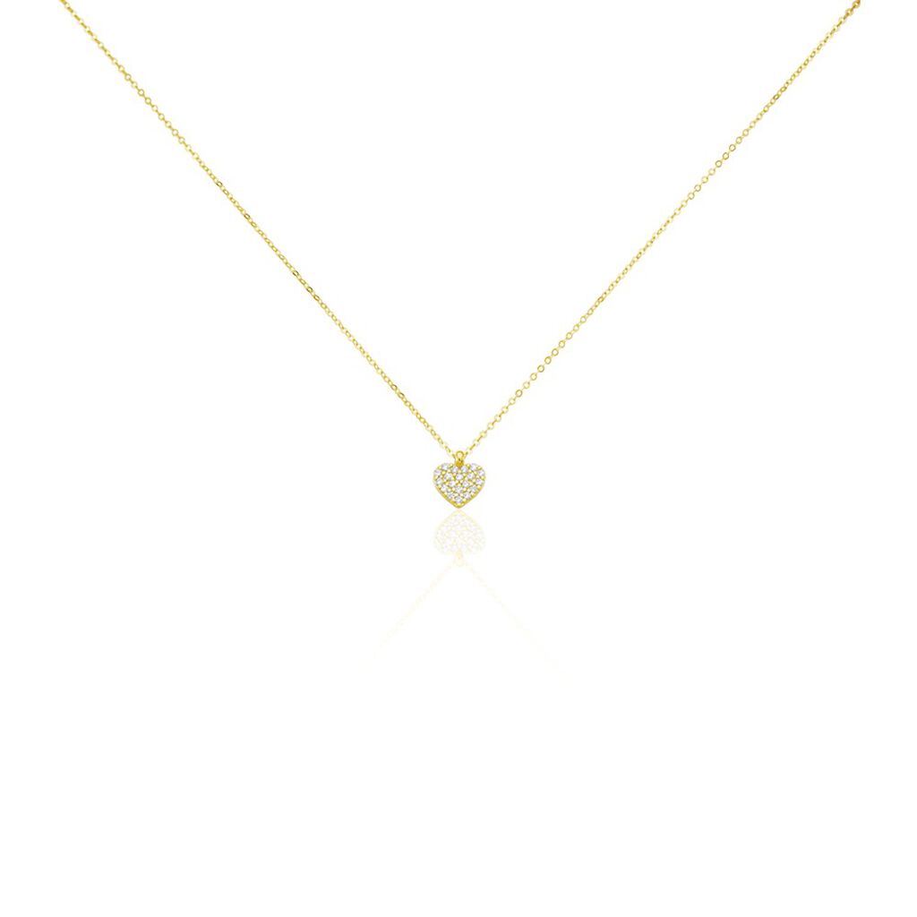 🦚 Damen Halskette Gold 375 Zirkonia Herz Darleen, Collier mit Stein