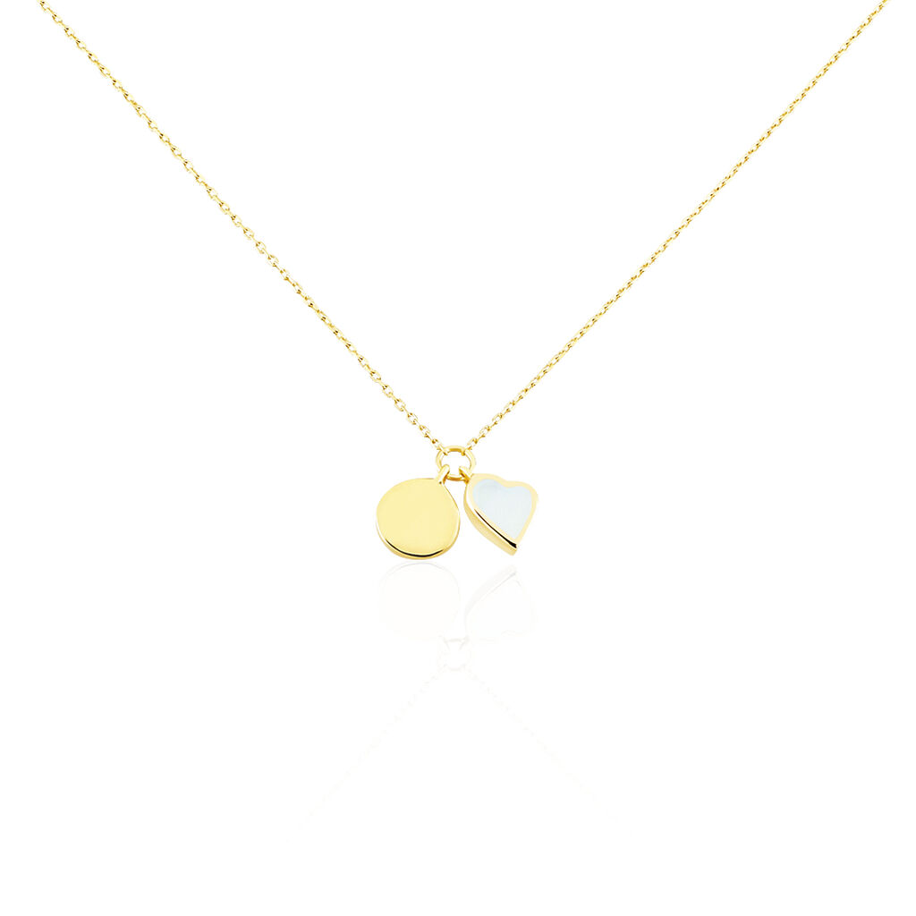🦚 Damen Collier Gold 375 Perlmutt Perlmutt Herz Alva, Collier mit Stein