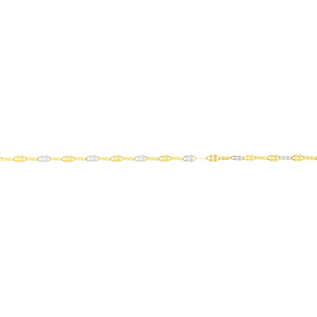 🦚 Damen Singapurkette Gold 375 Bicolor , Kette ohne Stein