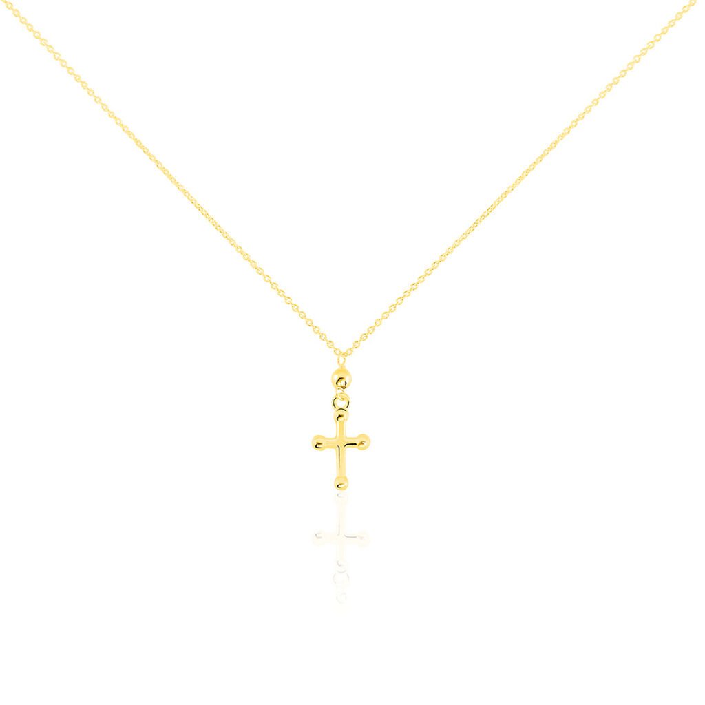 🦚 Halskette Gold 375 Kreuz, Collier ohne Stein