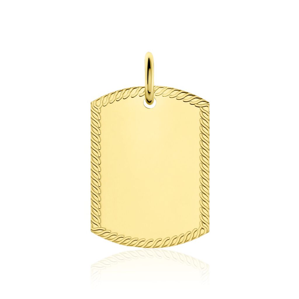 🦚 Kettenanhänger mit Gravur Gold 375 Rechteckig 15mm April, Anhänger ohne Stein