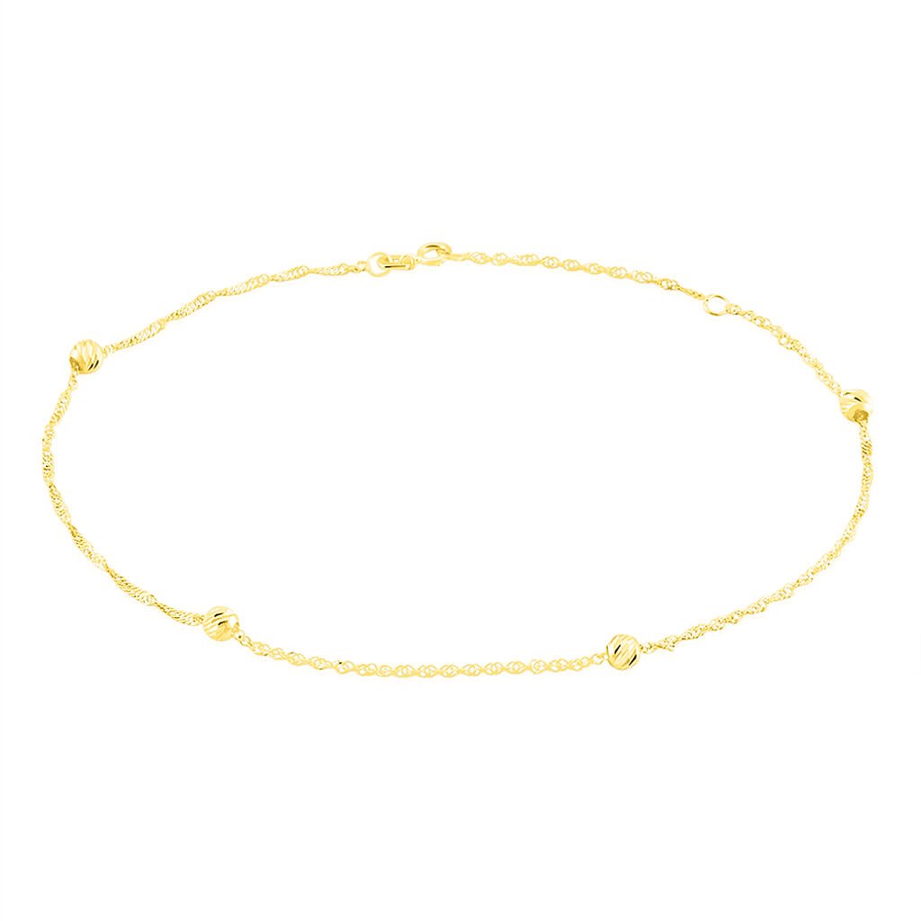 🦚 Damen Fußkettchen Gold 375 Kugeln, Fußkette ohne Stein