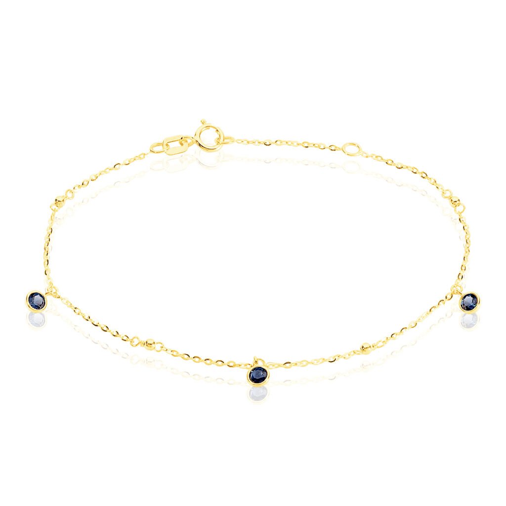 🦚 Damen Armband Gold 375 Zirkonia Blau Kreis Talila 1, Armband mit Stein