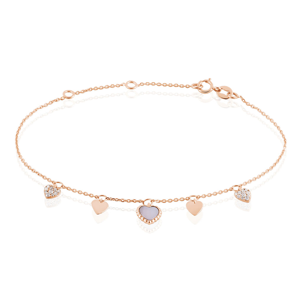 🦚 Damen Armband Rosegold 375 Zirkonia Herz Rhea, Armband mit Stein