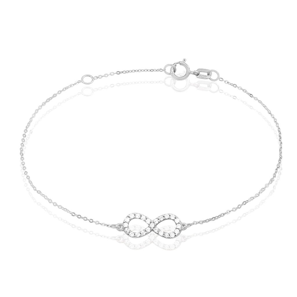 🦚 Damen Armband Weißgold 375 Zirkonia Unendlichkeit Klothilda, Armband mit Stein