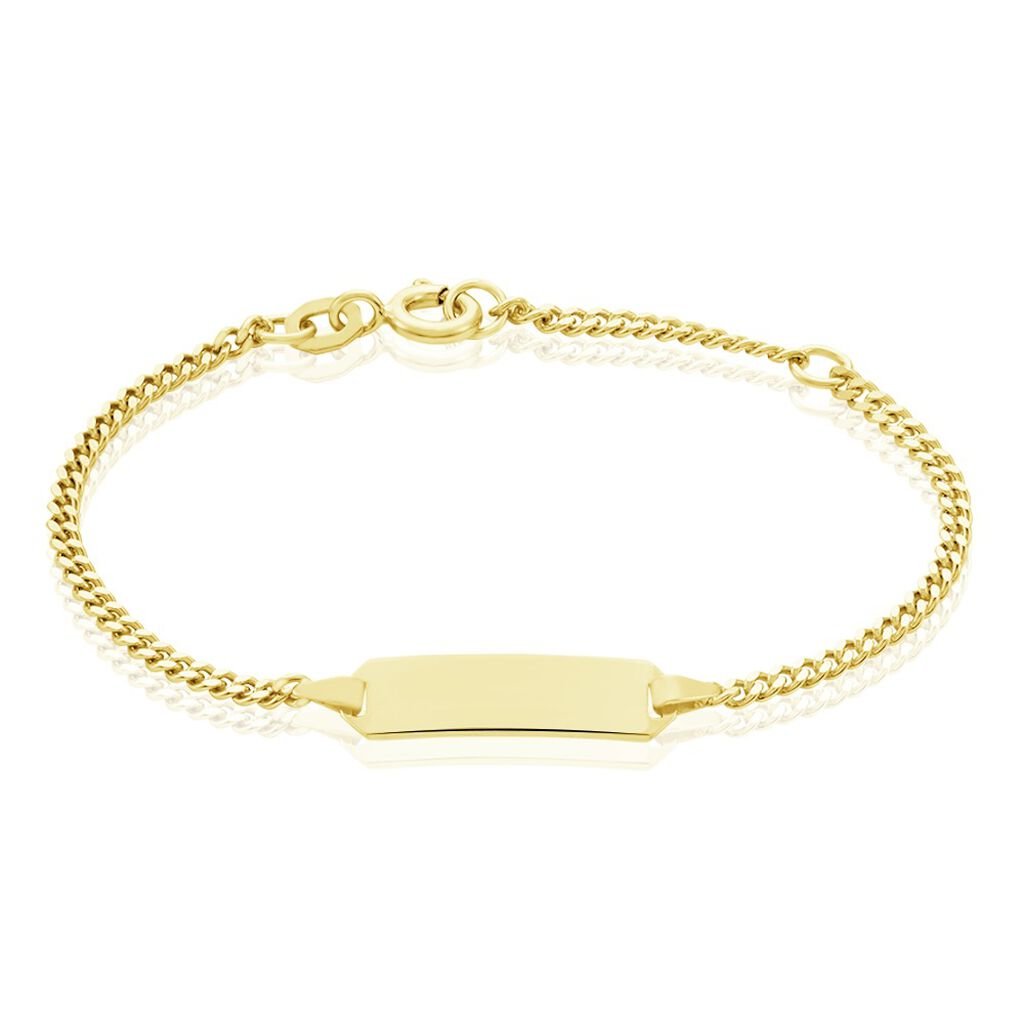 🦚 Kinder Id Armband Panzerkette Gold 375 , ID Armband ohne Stein
