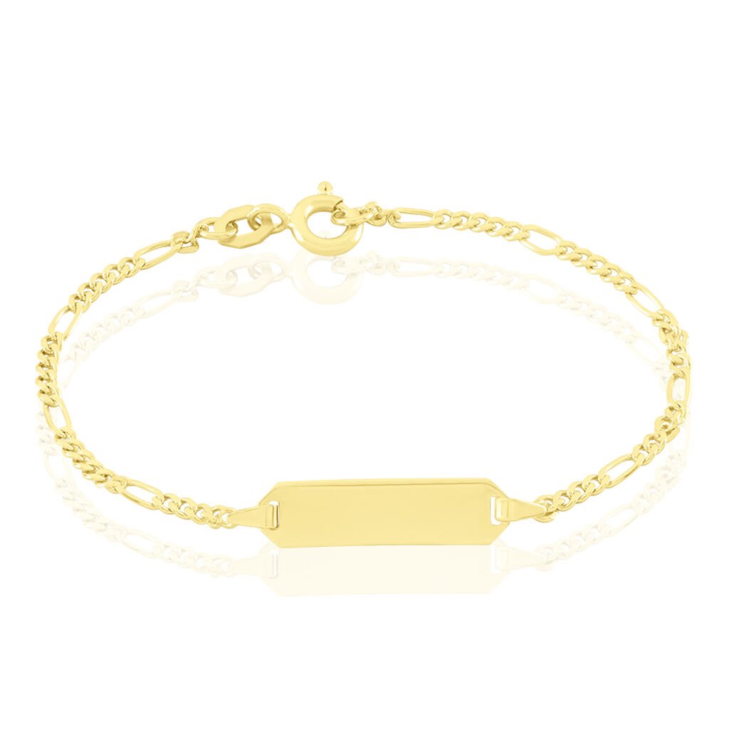 🦚 Kinder Id Armband Figarokette Gold 375 Gravierbar, ID Armband ohne Stein
