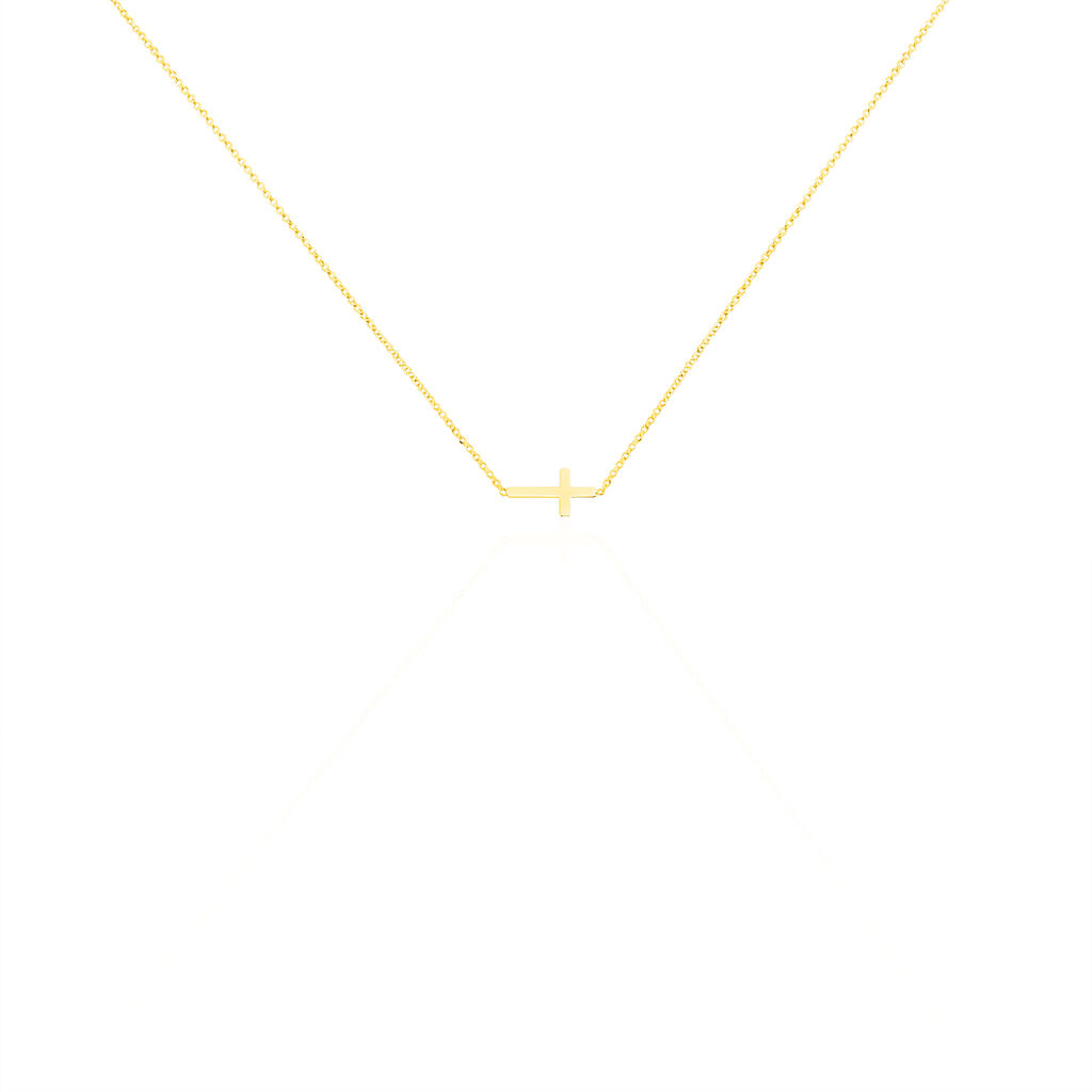 🦚 Damen Halskette Gold 375 Kreuz, Collier ohne Stein
