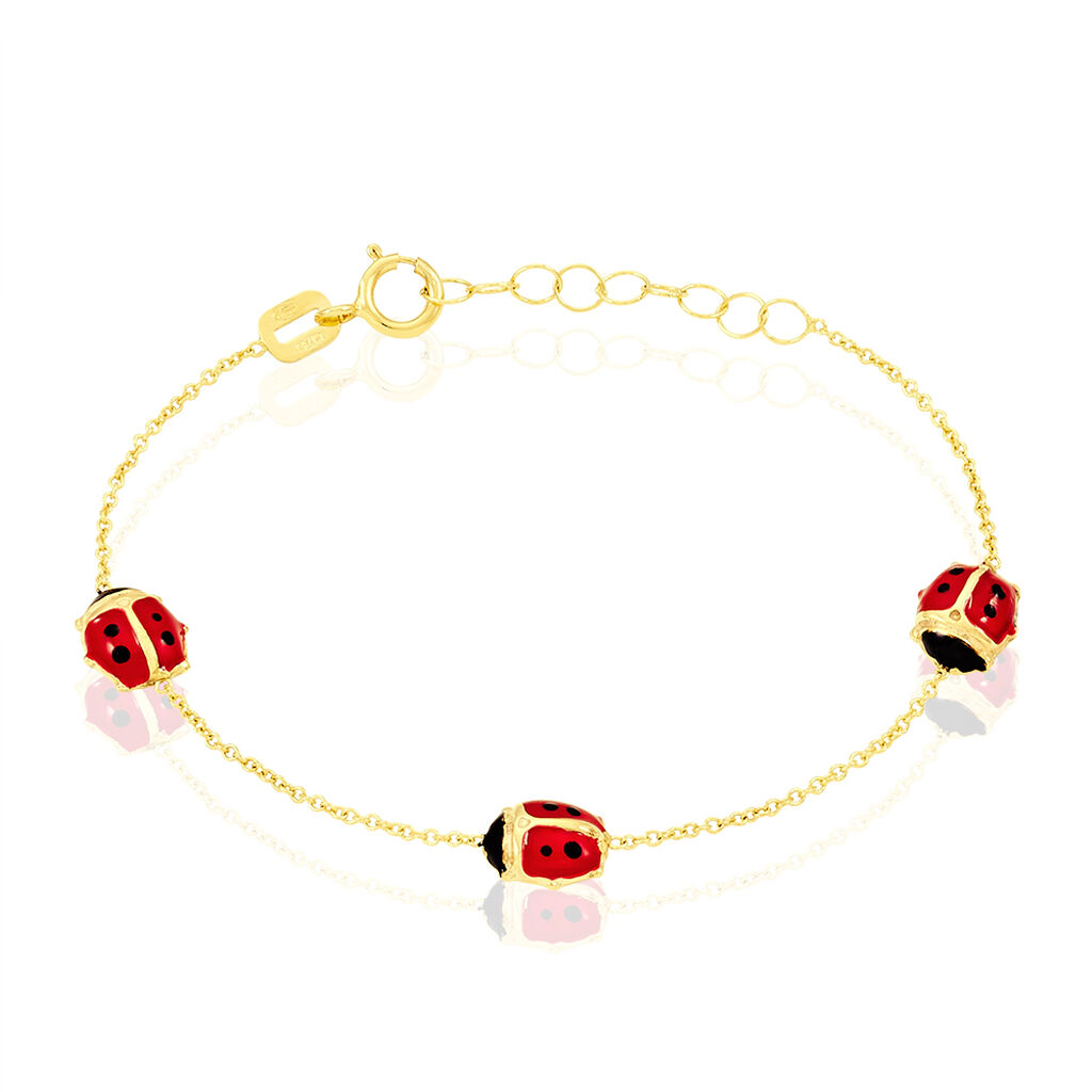 🦚 Kinderarmband Gold 375 Marienkäfer, Armband ohne Stein
