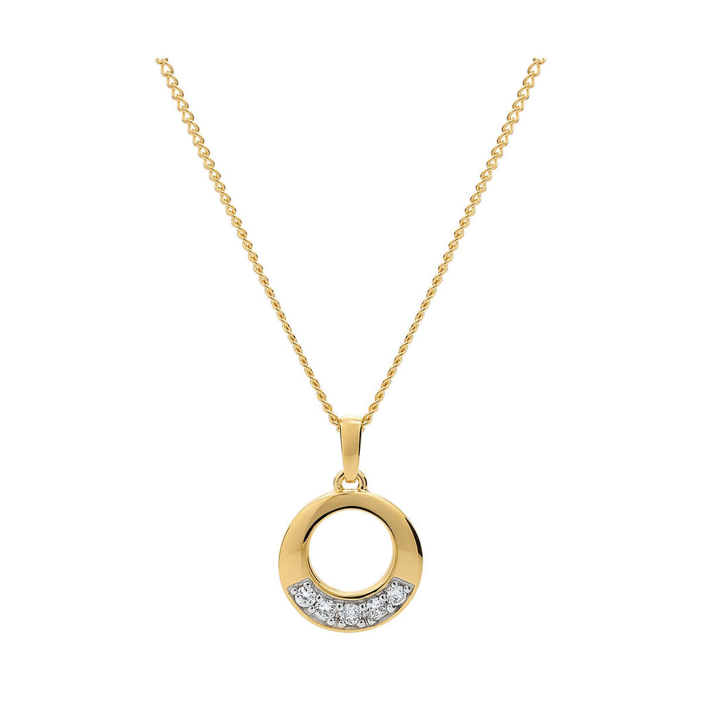 🦚 Damen Halskette Messing Gold 750 plattiert , Collier mit Stein