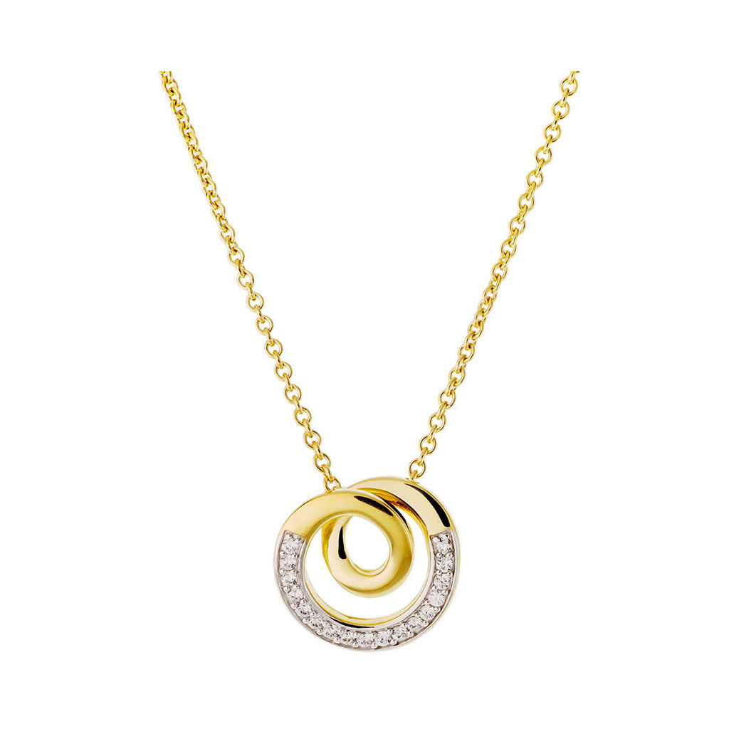 🦚 Damen Halskette Messing Gold 750 plattiert , Collier mit Stein