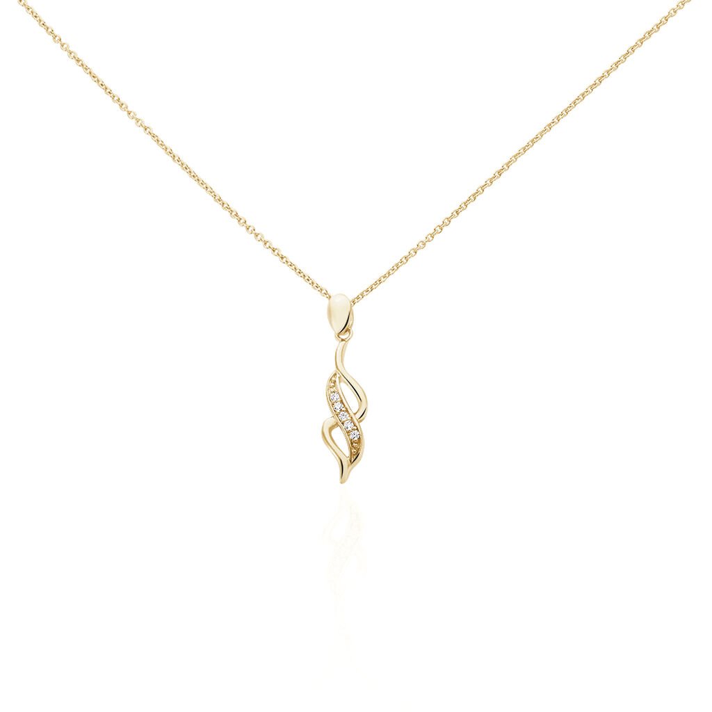 🦚 Damen Collier Vergoldet Zirkonia Spiralförmig Ishaae, Collier mit Stein