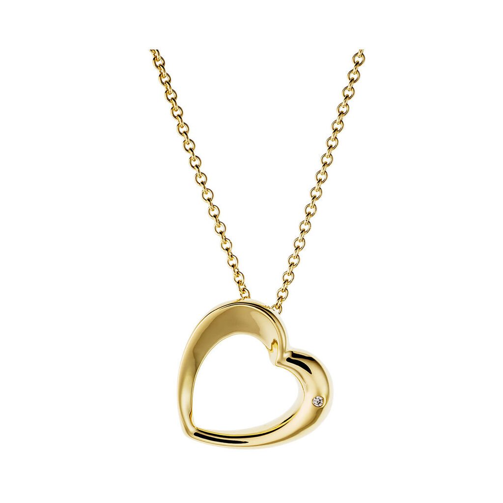 🦚 Damen Halskette Messing Gold 750 plattiert , Collier mit Stein