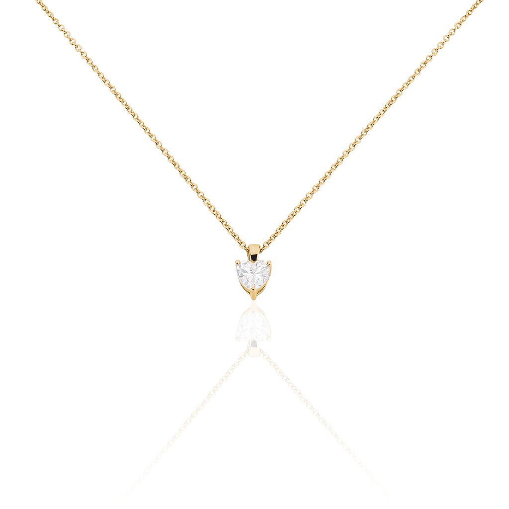 🦚 Damen Collier Vergoldet Zirkonia Herz Anisha, Collier mit Stein