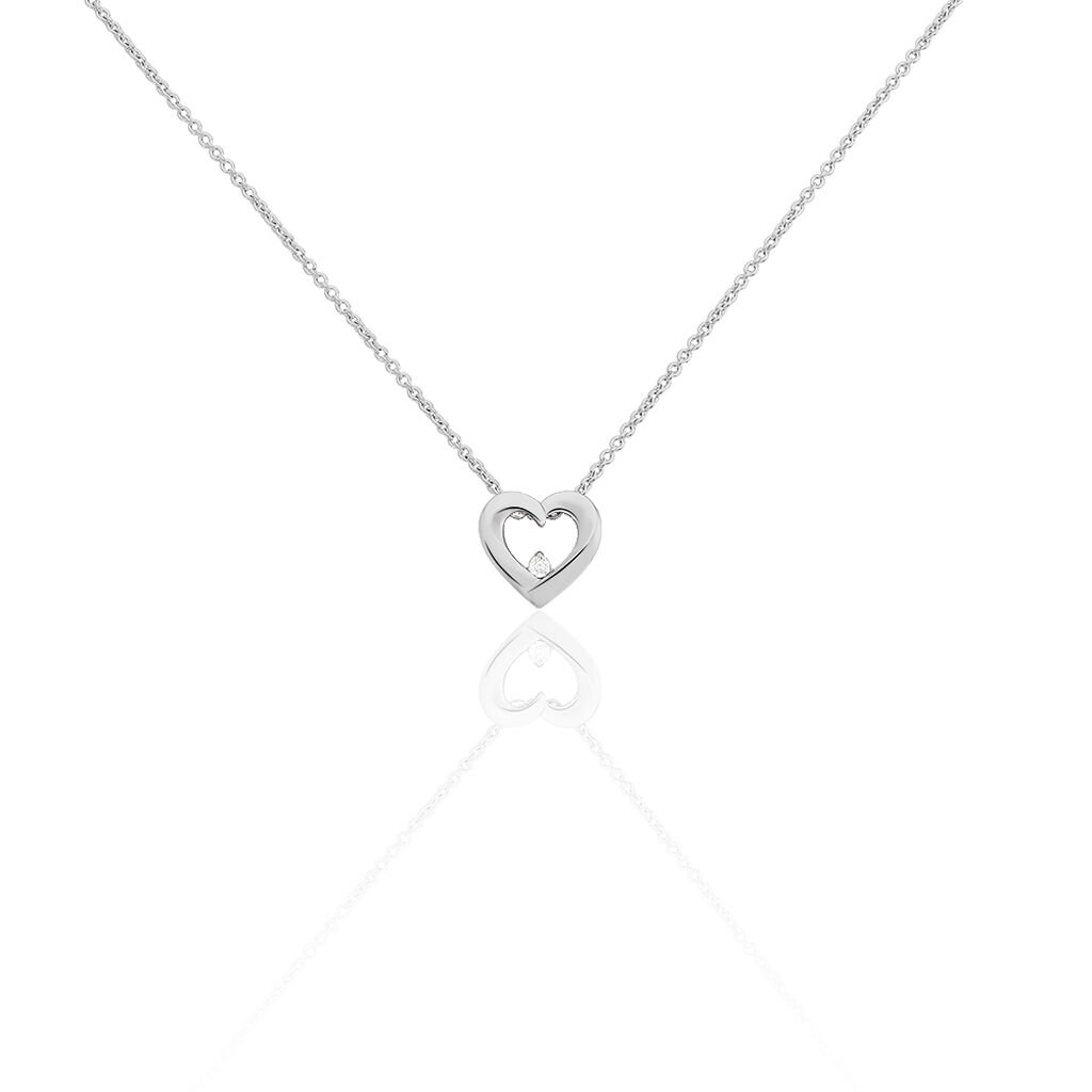 🦚 Damen Collier Silber 925 Diamant 0,01ct Herz Bojana, Collier mit Stein