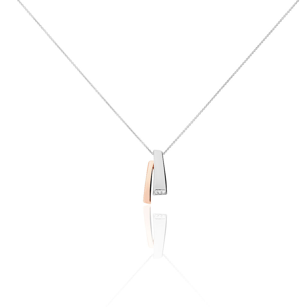 🦚 Damen Collier Silber Bicolor Silber/Roségold 925 Diamant 0,02ct Ginna, Collier mit Stein