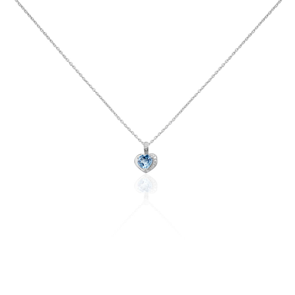🦚 Damen Collier Silber 925 Topas Blau 0,98ct Herz Arida Herz 1, Collier mit Stein
