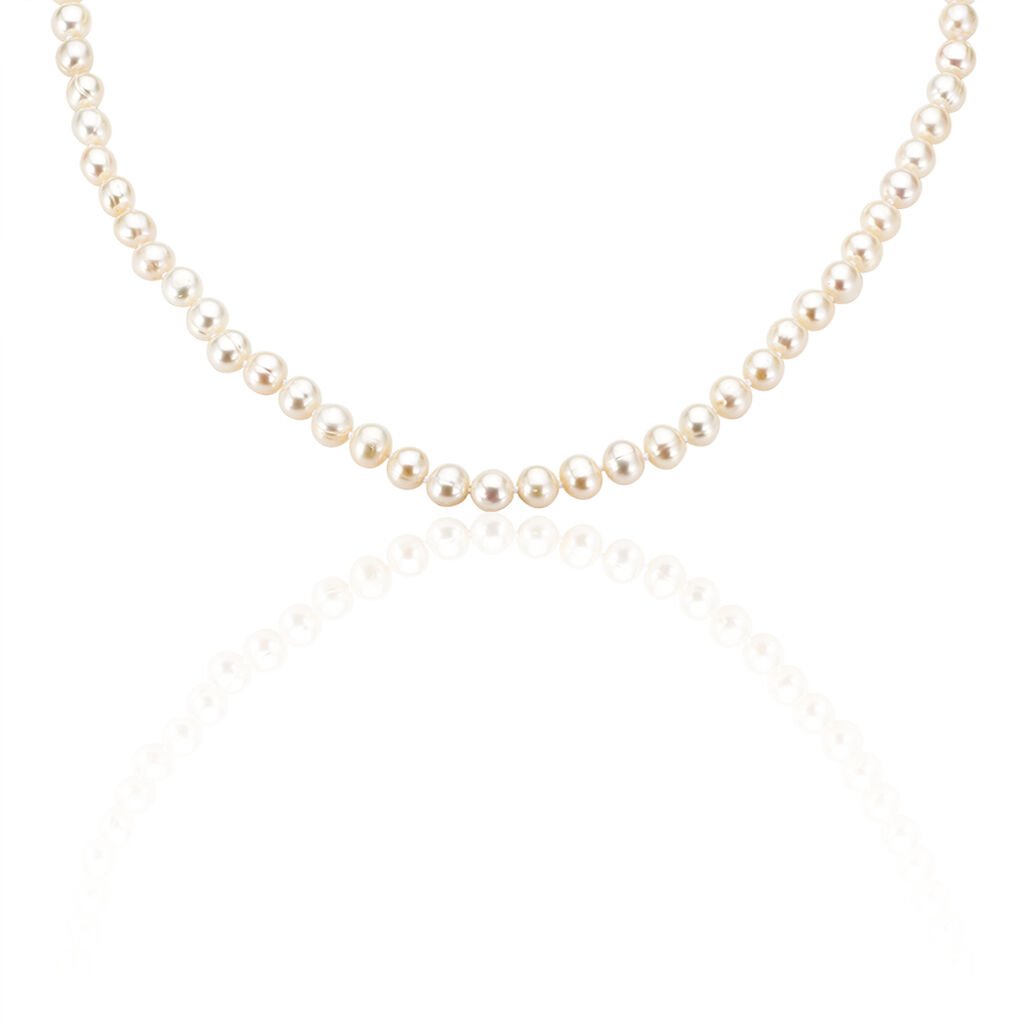 🦚 Damen Collier Silber 925 Zuchtperlen 6-7mm, Collier mit Stein