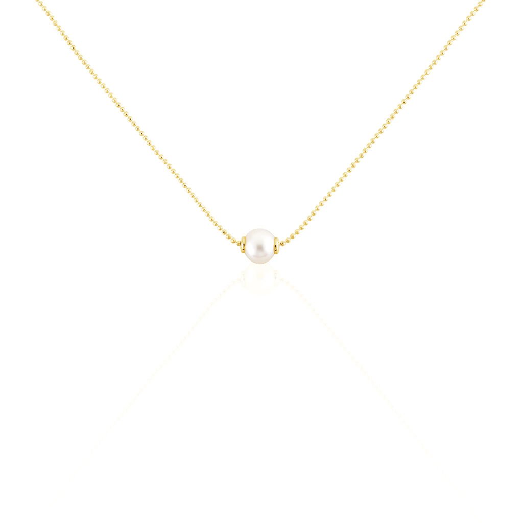 🦚 Damen Halskette Silber 925 Vergoldet Zuchtperle, Collier mit Stein
