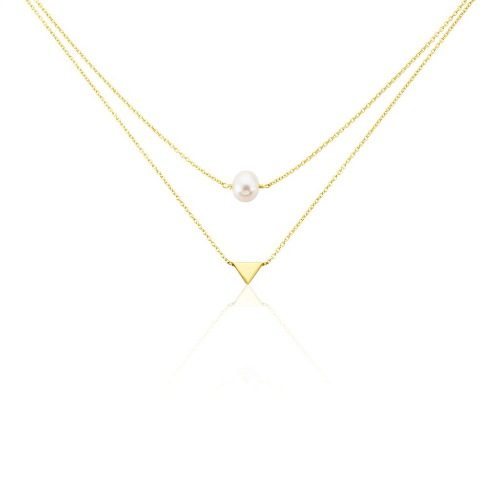 🦚 Damen Halskette Silber 925 Vergoldet Zuchtperle, Collier mit Stein