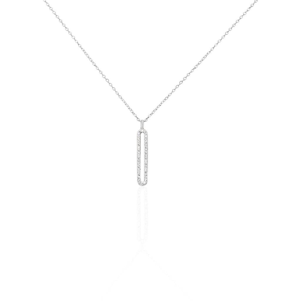 🦚 Damen Collier Silber 925 Zirkonia Rechteckig Ivona, Collier mit Stein