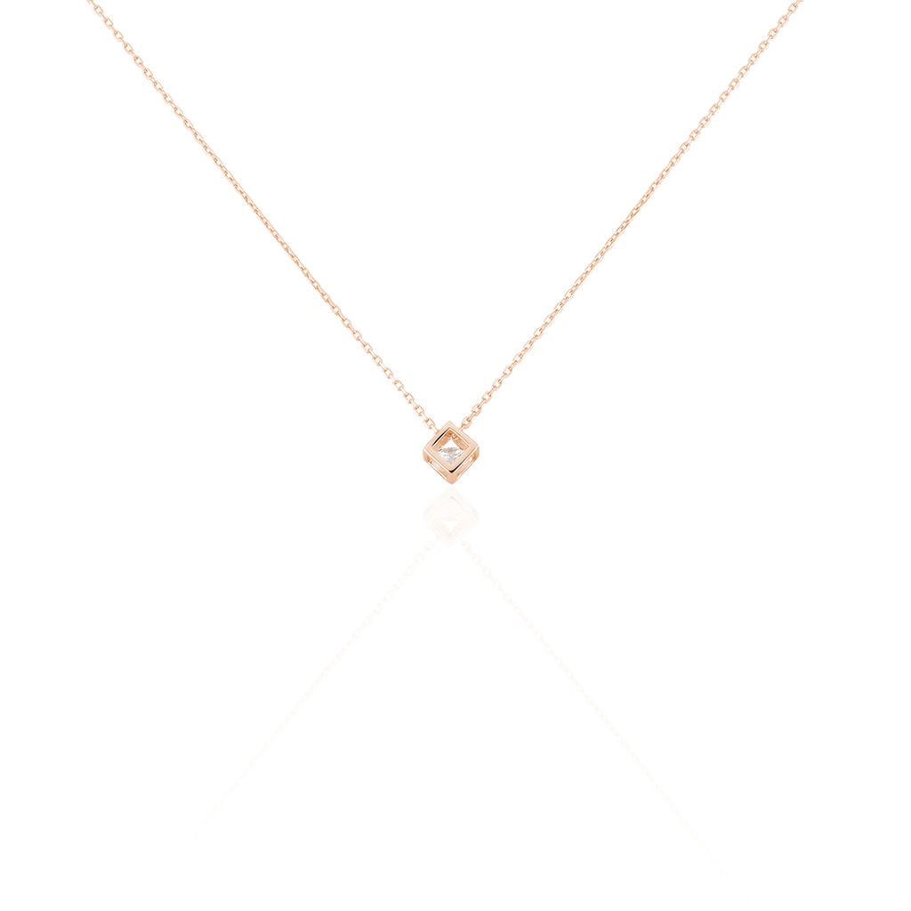 🦚 Damen Collier Silber rosevergoldet 925 Zirkonia Susann, Collier mit Stein