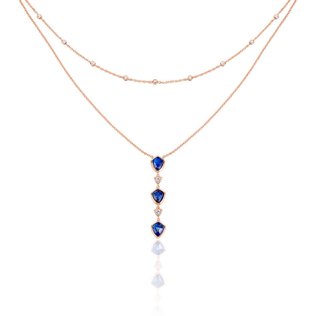 🦚 Damen Halskette Silber 925 Rosé Vergoldet, Collier mit Stein