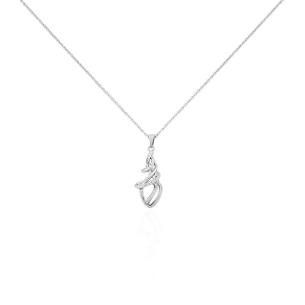 🦚 Damen Halskette Silber 925 Zirkonia Emma, Collier mit Stein