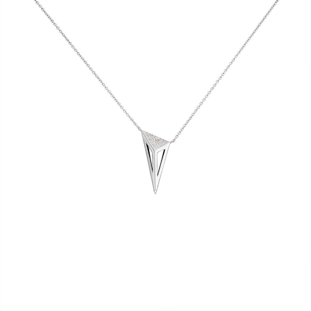 🦚 Damen Halskette Silber 925 Zirkonia Penka, Collier mit Stein