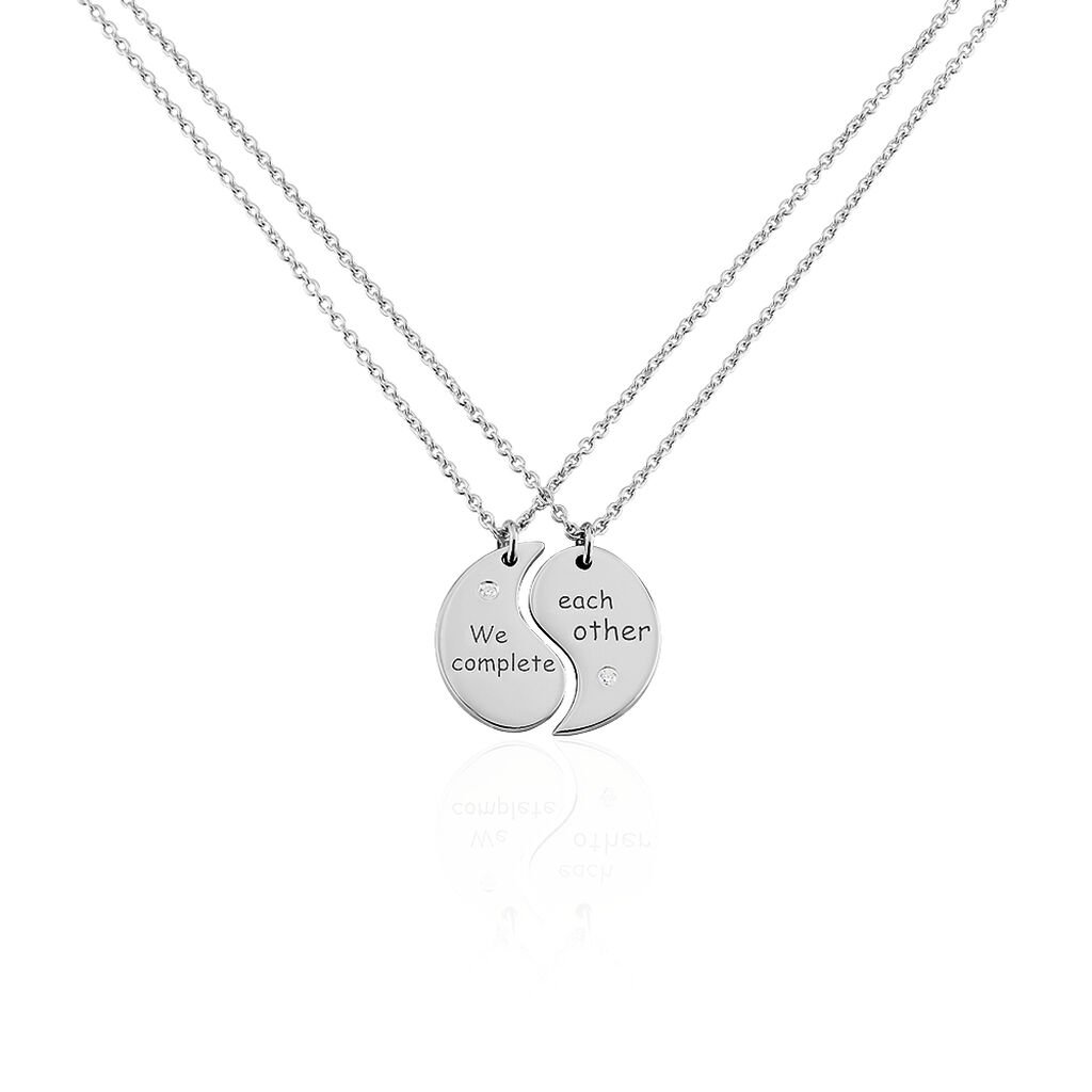 🦚 Unisex Collier Silber 925 Zirkonia Botschaft, Collier mit Stein