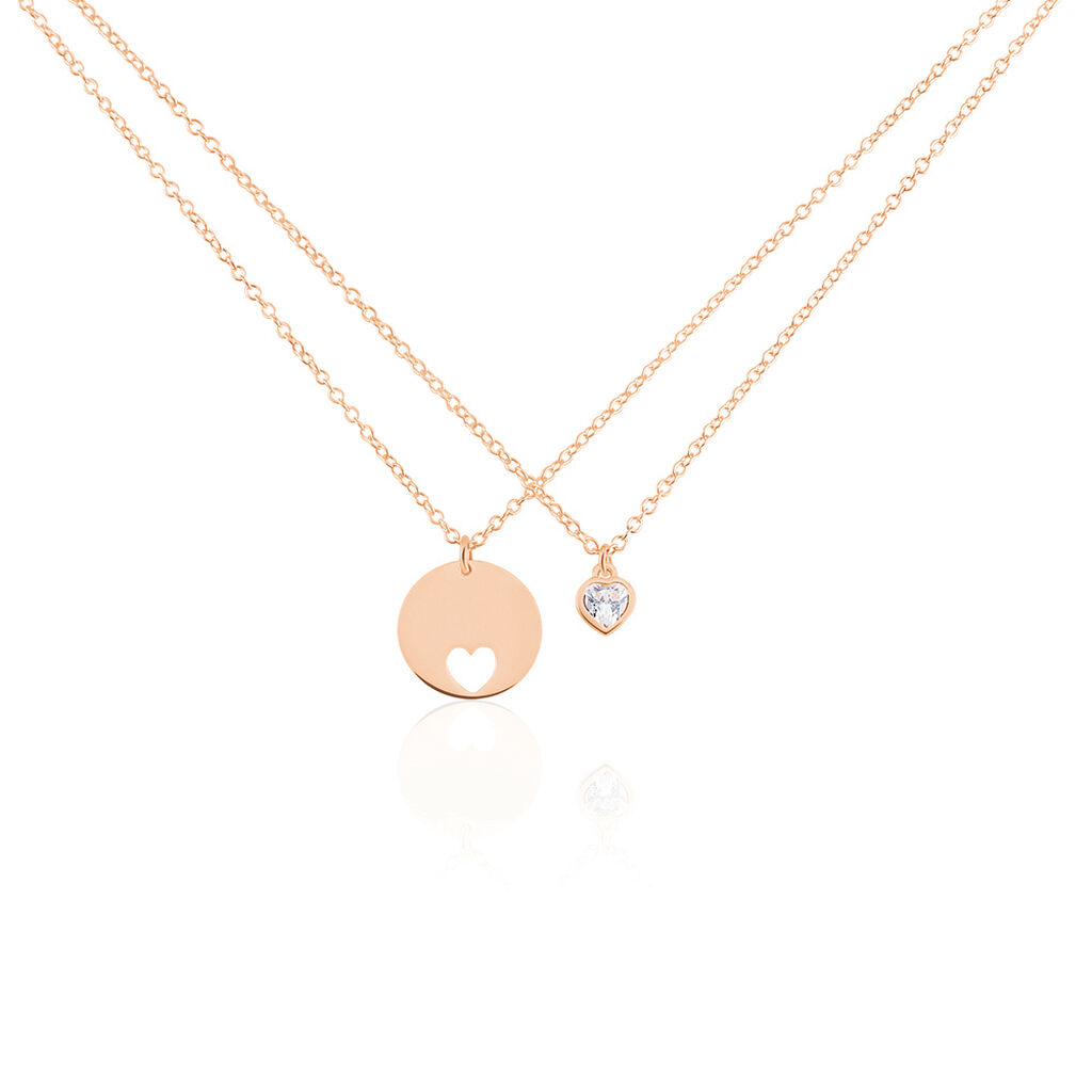 🦚 Freundschaftskette Silber 925 Rosé Vergoldet Zirkonia, Collier mit Stein