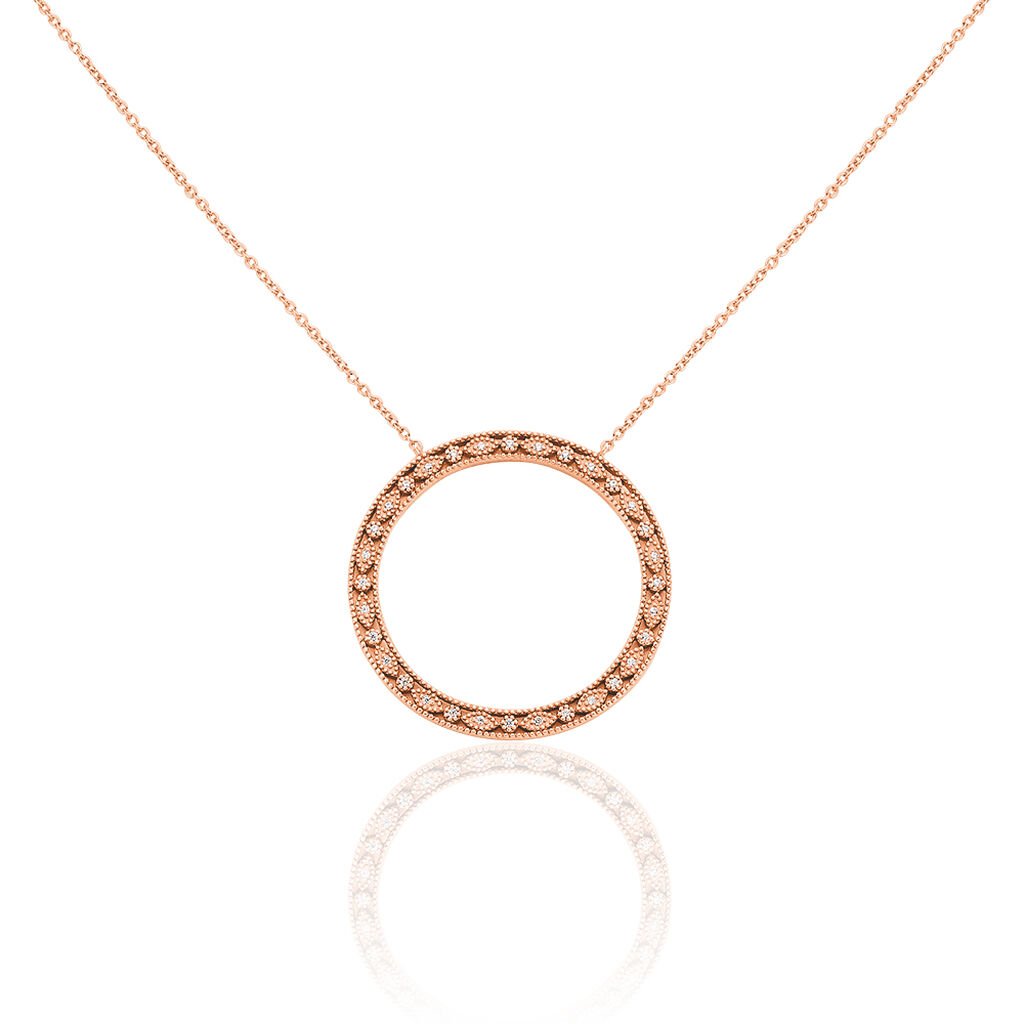 🦚 Damen Collier Silber rosevergoldet 925 Zirkonia Kreis Anna 3 35,00mm, Collier mit Stein