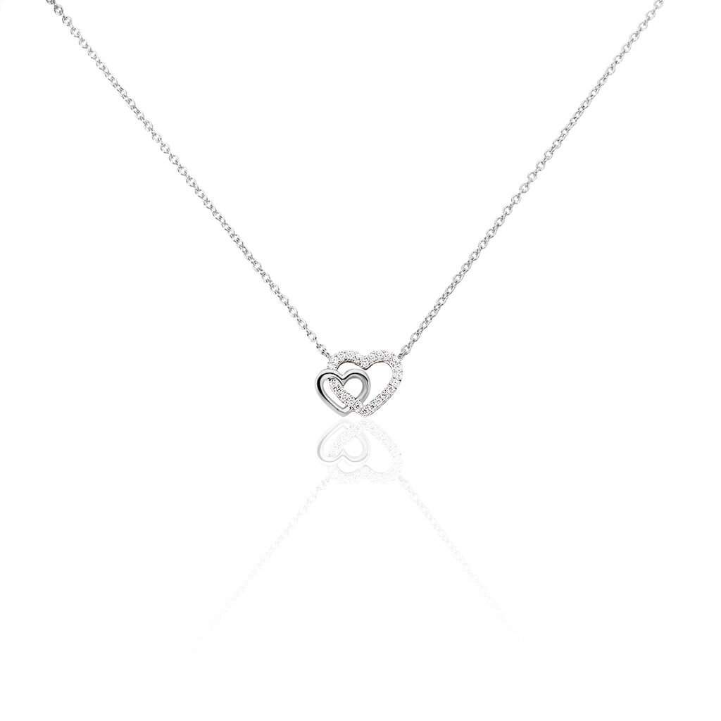🦚 Damen Collier Silber 925 Zirkonia Herz Marina 50, Collier mit Stein