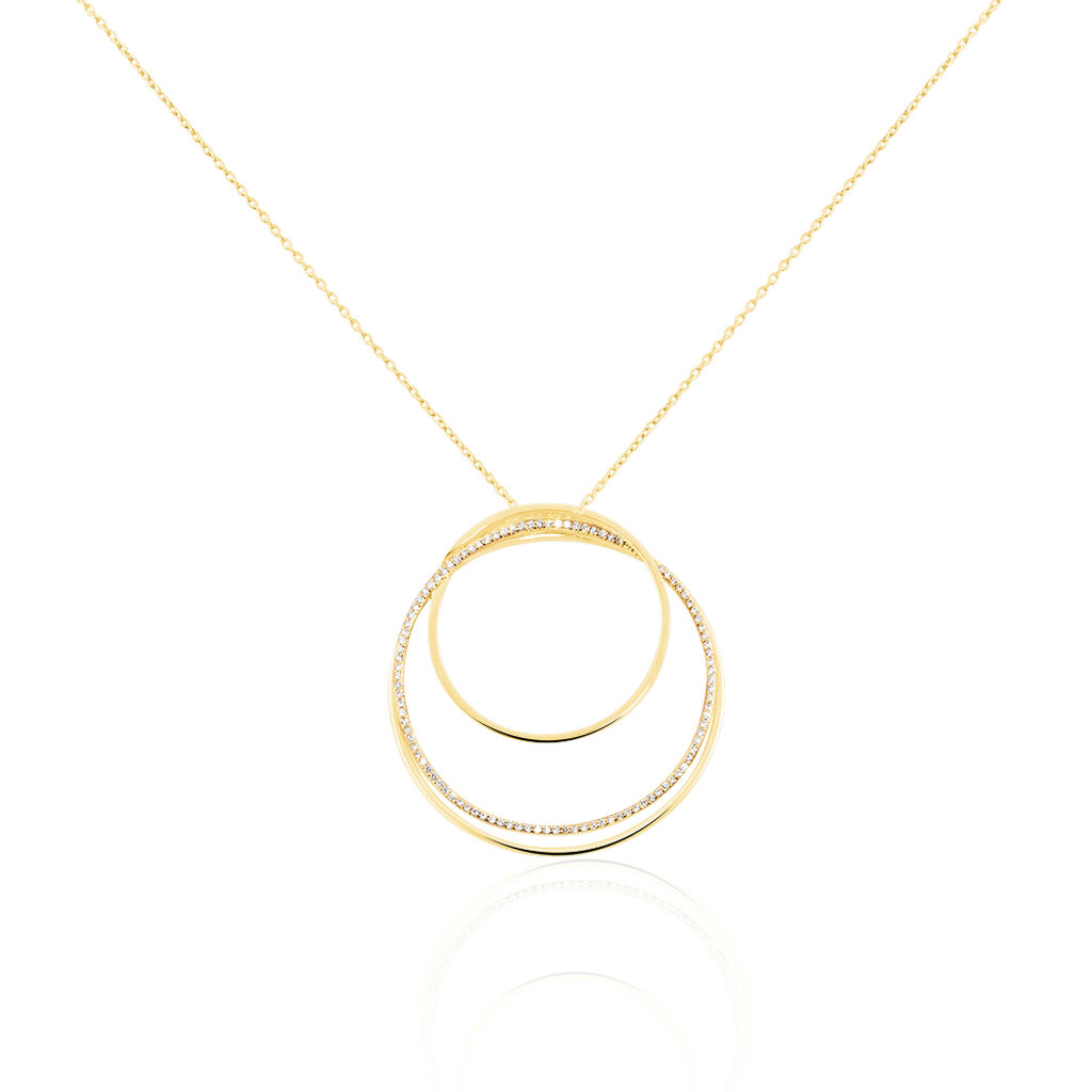 🦚 Damen Halskette Silber 925 Vergoldet Zirkonia, Collier mit Stein