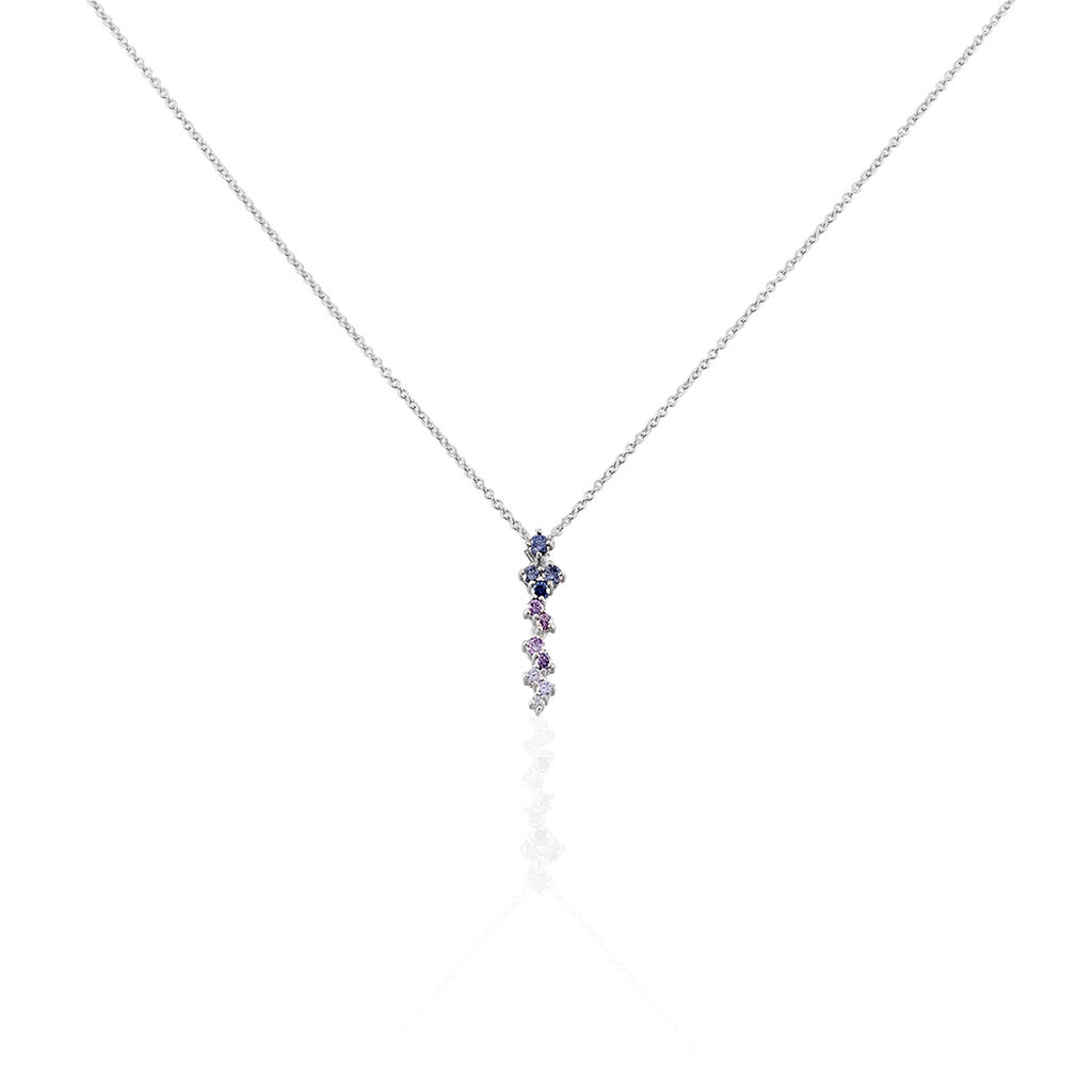 🦚 Damen Collier Silber 925 Zirkonia Multicolour Ina 1, Collier mit Stein