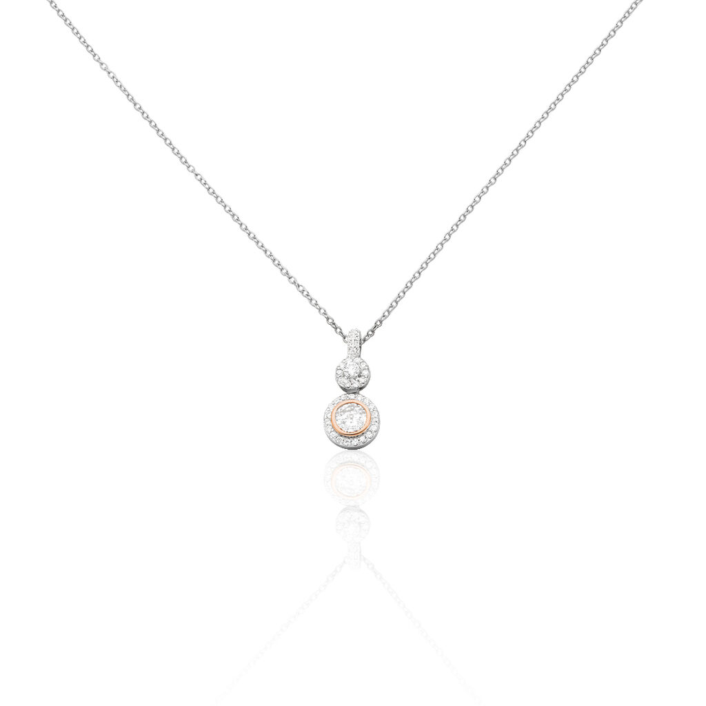 🦚 Damen Halskette Silber 925 Zirkonia Plamena, Collier mit Stein