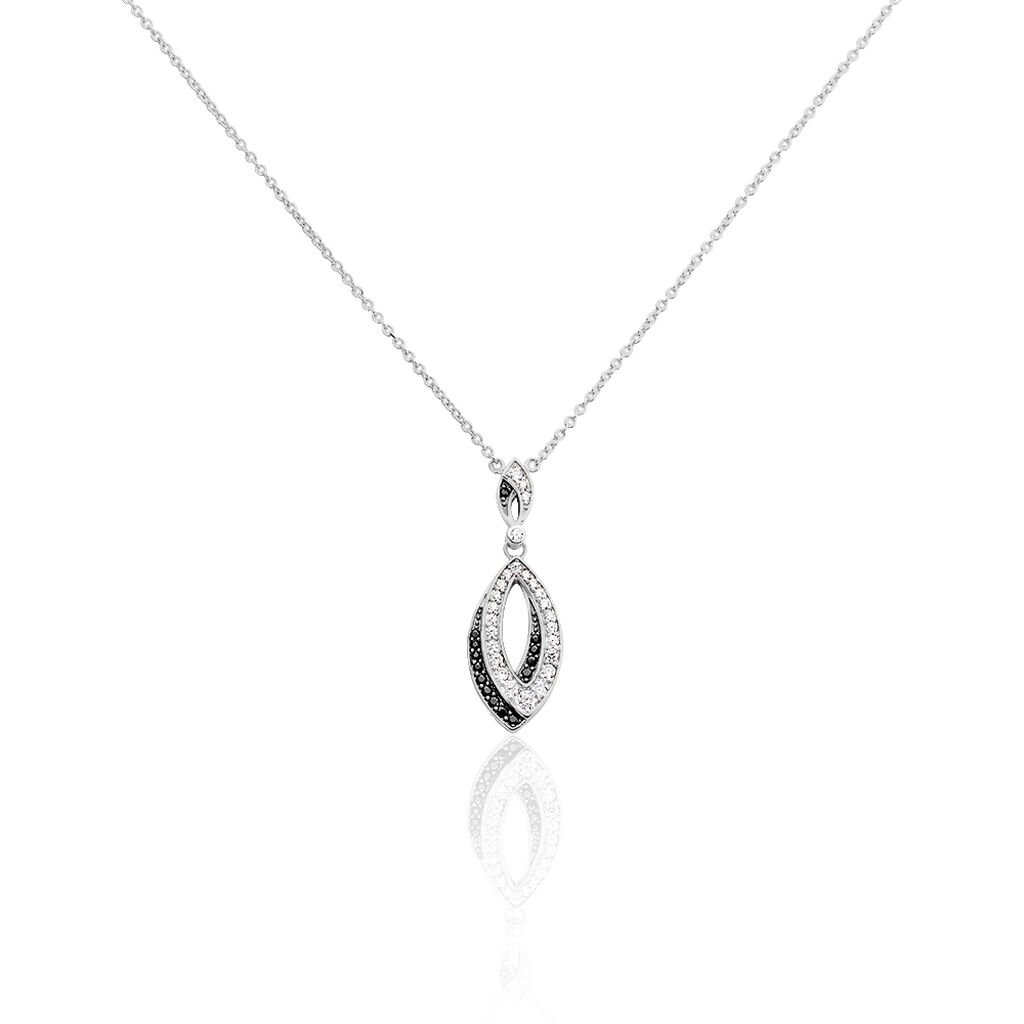 🦚 Damen Collier Silber 925 Zirkonia Mandel Liv, Collier mit Stein