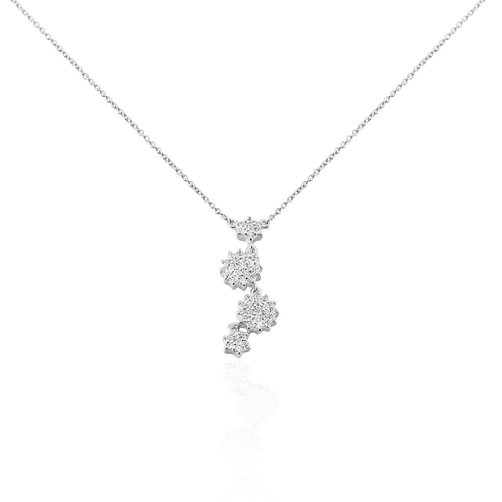 🦚 Damen Collier Silber 925 Zirkonia Blume Parisa, Collier mit Stein