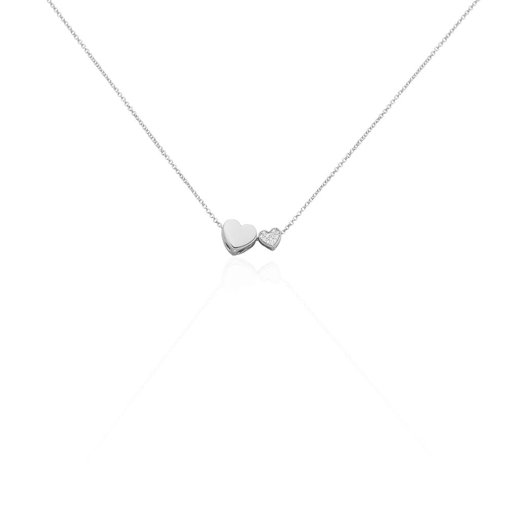 🦚 Damen Collier Silber 925 Zirkonia Herz, Collier mit Stein